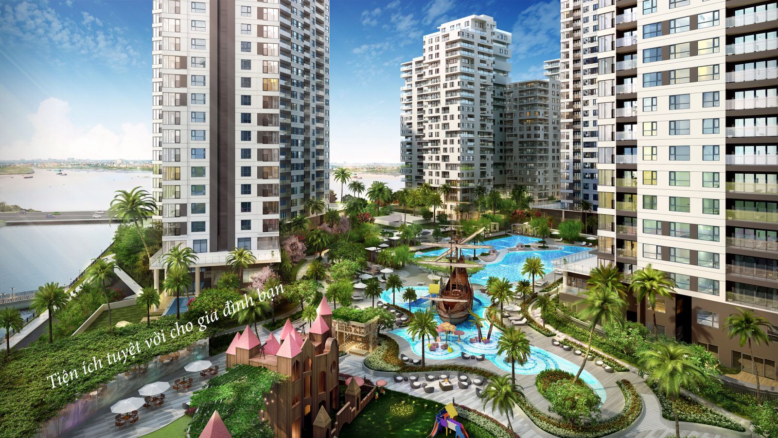 Hồ bơi resort 2300 m2